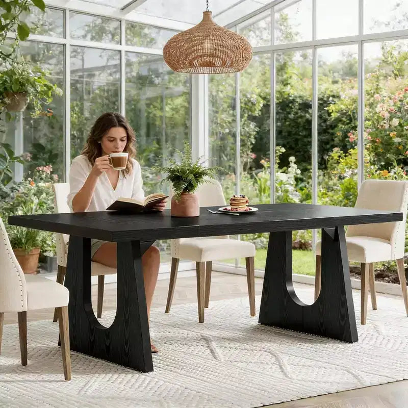 Table à manger en bois, table de cuisine rectangulaire de 70 pour 6 à 8 personnes
