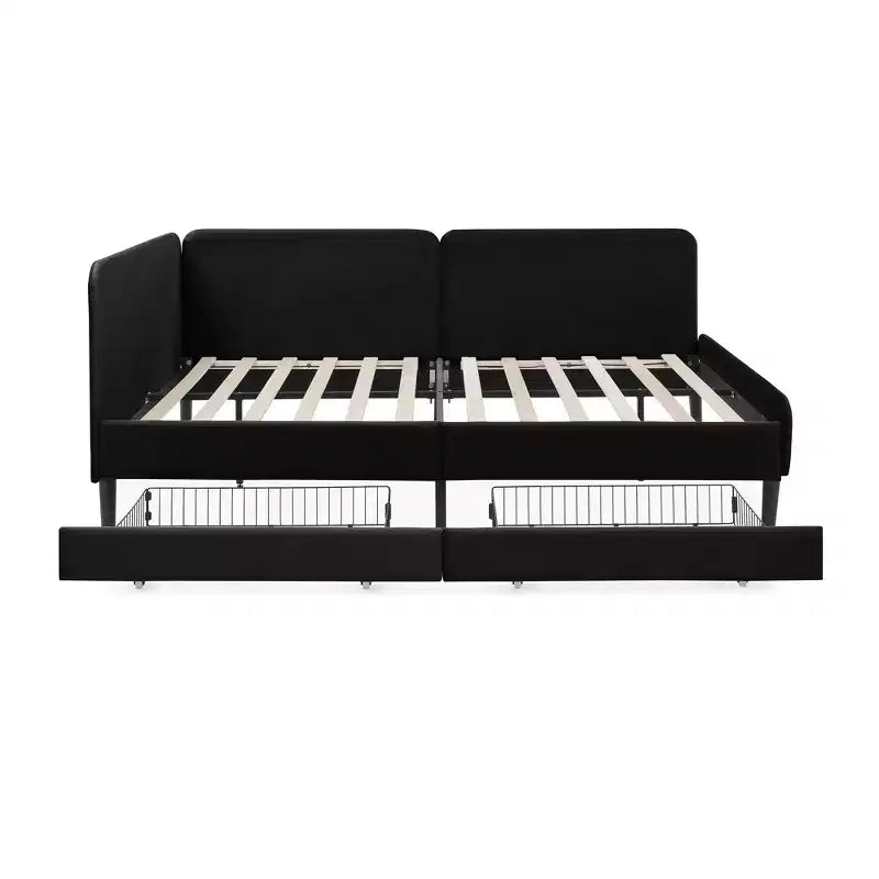 Lit de repos Bellemave avec 2 tiroirs de rangement sous le lit, canapé-lit réglable en velours pour salon et chambre à coucher