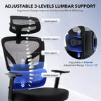 Fauteuil de bureau ergonomique avec repose-pieds réglable, soutien lombaire, fauteuil de bureau à domicile à dossier haut, fauteuil de jeu en maille avec accoudoirs 3D, appui-tête