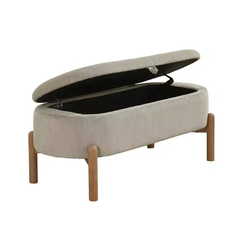 Banc de rangement rembourré en velours côtelé de style moderne du milieu du siècle Nolan de GDFStudio