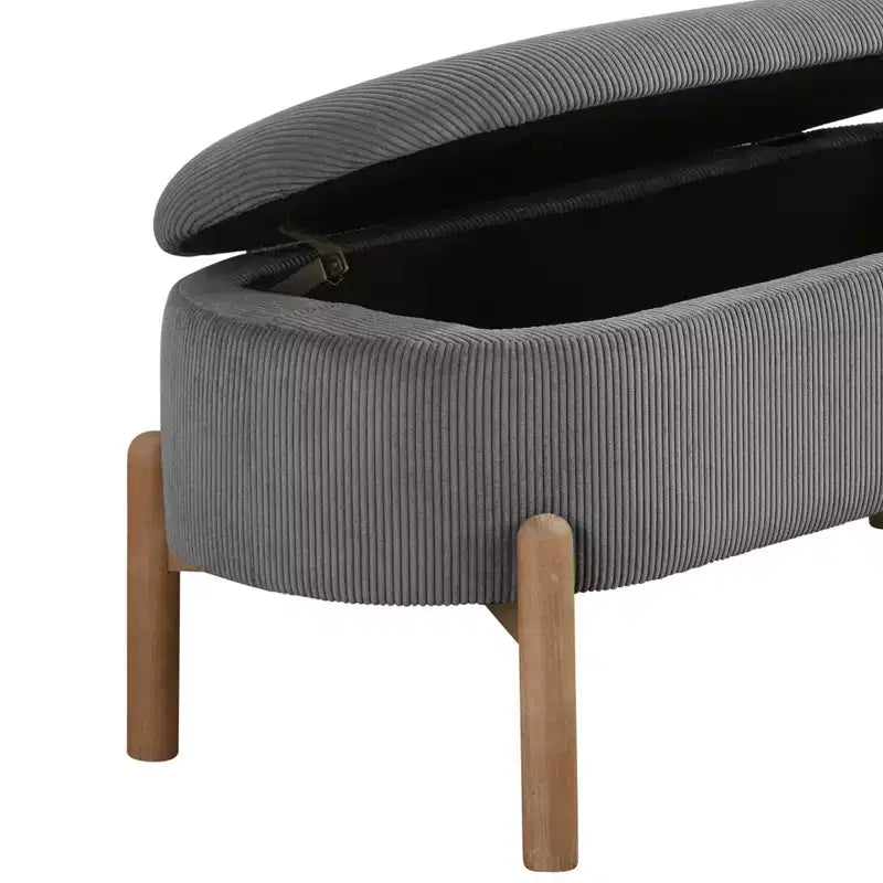 Banc de rangement rembourré en velours côtelé de style moderne du milieu du siècle Nolan de GDFStudio