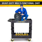 Chariot utilitaire roulant robuste SILVEL à 2 étagères, capacité de 385 kg avec roues verrouillables pour garage, entrepôt et nettoyage