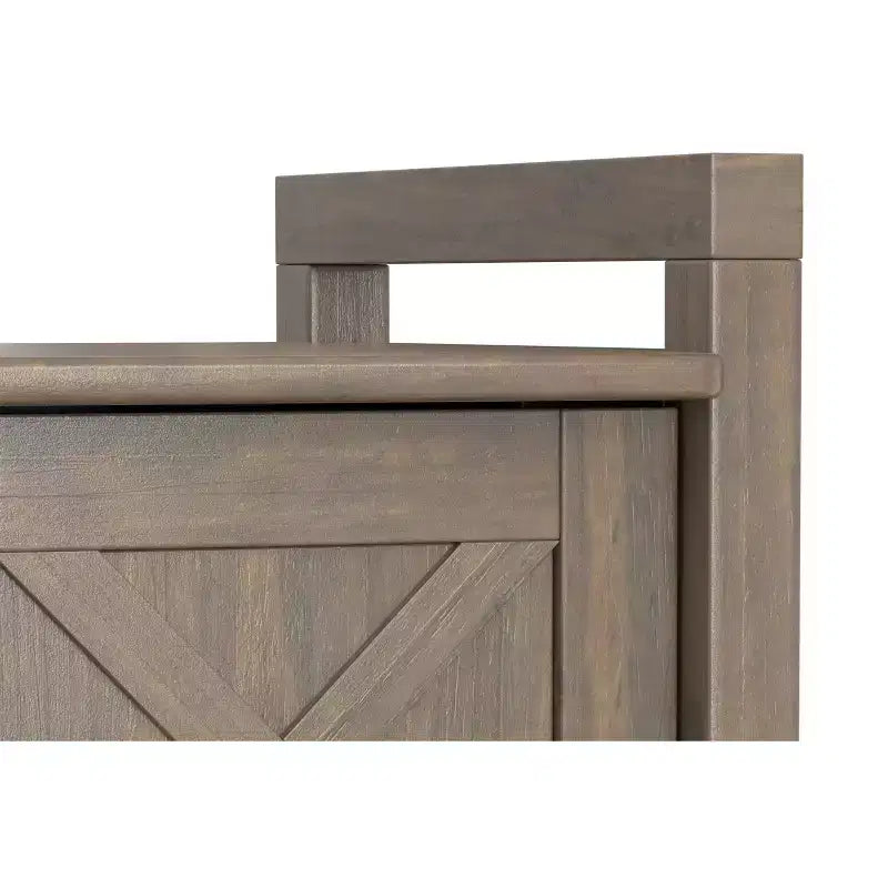 Banc de rangement transitionnel en bois massif Cantina de 112 cm de large, couleur brun fumé