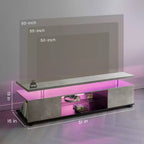 Meuble TV JVNOXK pour téléviseur de 55 pouces, meuble de divertissement LED pour jeux, console de rangement multimédia avec grand placard latéral pour salon (gris+noir)