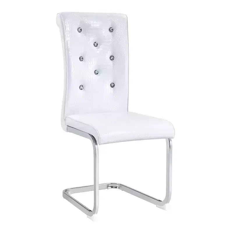 Lot de 4 chaises de salle à manger rétro en similicuir façon croco avec boucles en cristal