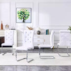 Lot de 4 chaises de salle à manger rétro en similicuir façon croco avec boucles en cristal