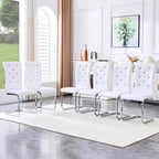 Lot de 4 chaises de salle à manger rétro en similicuir façon croco avec boucles en cristal