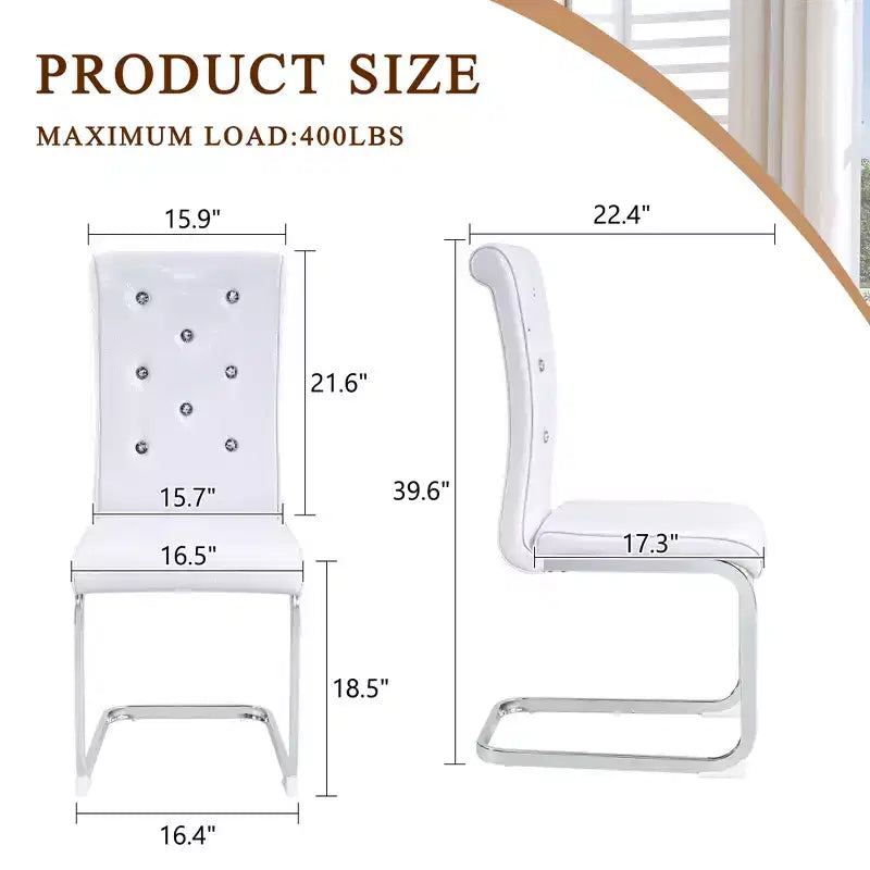 Lot de 4 chaises de salle à manger rétro en similicuir façon croco avec boucles en cristal