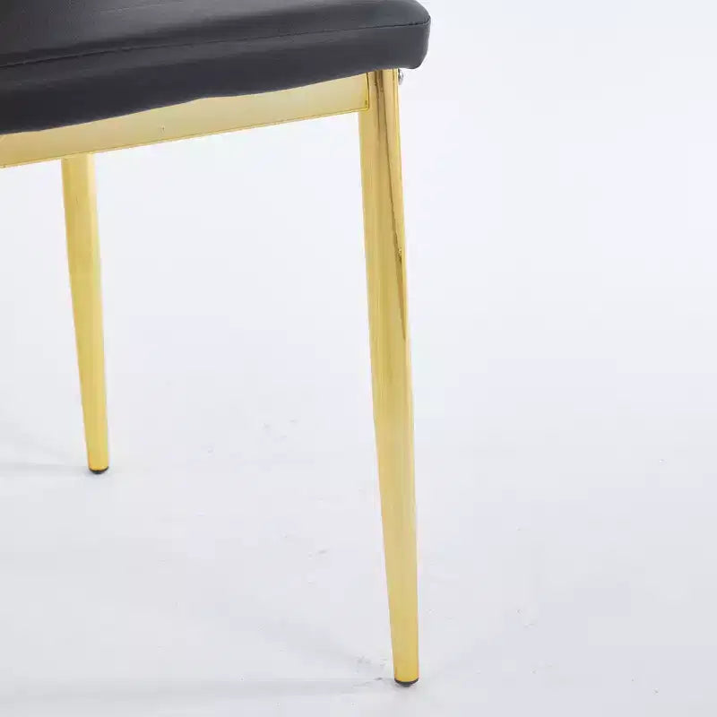 Lot de 4 chaises de salle à manger avec pieds couleur or et assises noires, confortables et durables