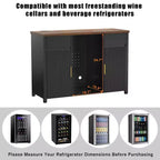 Meuble de bar à café GDLF avec espace pour réfrigérateur, buffet desserte avec mini-réfrigérateur 53,2 L Noir