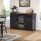 Meuble de bar à café GDLF avec espace pour réfrigérateur, buffet desserte avec mini-réfrigérateur 53,2 L Noir