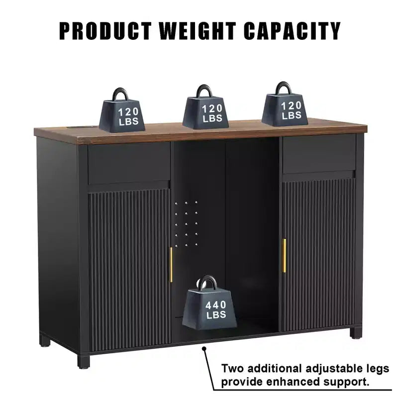 Meuble de bar à café GDLF avec espace pour réfrigérateur, buffet desserte avec mini-réfrigérateur 53,2 L Noir
