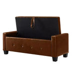 Banc de rangement moderne en cuir PU avec couvercle à charnière de 48 po, banc d'entrée avec rangement pour salon, chambre ou entrée - Panipeachy
