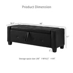 Banc de rangement moderne en cuir PU avec couvercle à charnière de 48 po, banc d'entrée avec rangement pour salon, chambre ou entrée - Panipeachy