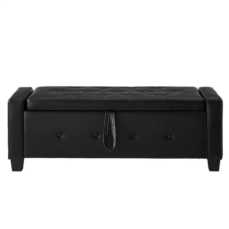 Banc de rangement moderne en cuir PU avec couvercle à charnière de 48 po, banc d'entrée avec rangement pour salon, chambre ou entrée - Panipeachy