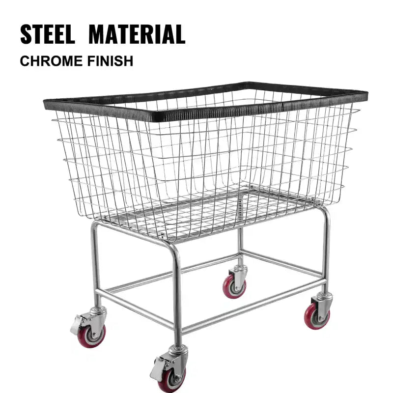 Chariot à linge VEVOR, panier à linge filaire de 4,5 boisseaux avec roues, chariot à linge filaire commercial de 89x40x56cm, cadre en acier, roulettes de 12,7cm, argent
