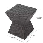 Table d'appoint d'extérieur Zeus et Ruta 16 en osier avec cadre en fer durable, marron
