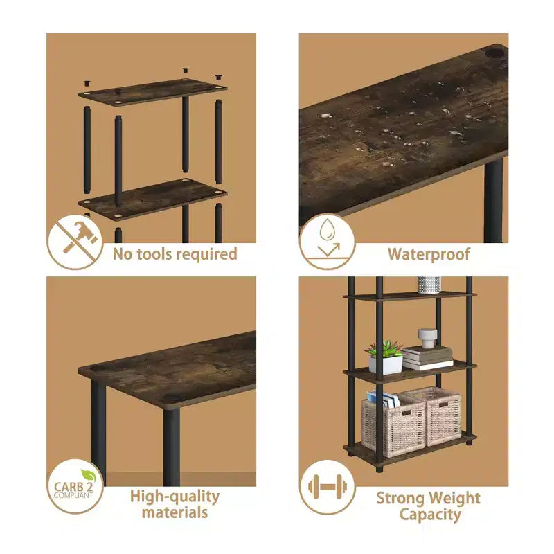 HOMLUX Bibliothèque décorative haute à 5 niveaux, étagère de rangement ouverte, étagères de présentation polyvalentes pour salon et bureau à domicile