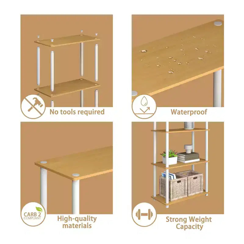 HOMLUX Bibliothèque décorative haute à 5 niveaux, étagère de rangement ouverte, étagères de présentation polyvalentes pour salon et bureau à domicile