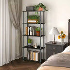 HOMLUX Bibliothèque décorative haute à 5 niveaux, étagère de rangement ouverte, étagères de présentation polyvalentes pour salon et bureau à domicile