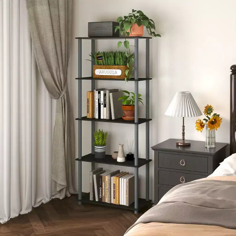 HOMLUX Bibliothèque décorative haute à 5 niveaux, étagère de rangement ouverte, étagères de présentation polyvalentes pour salon et bureau à domicile