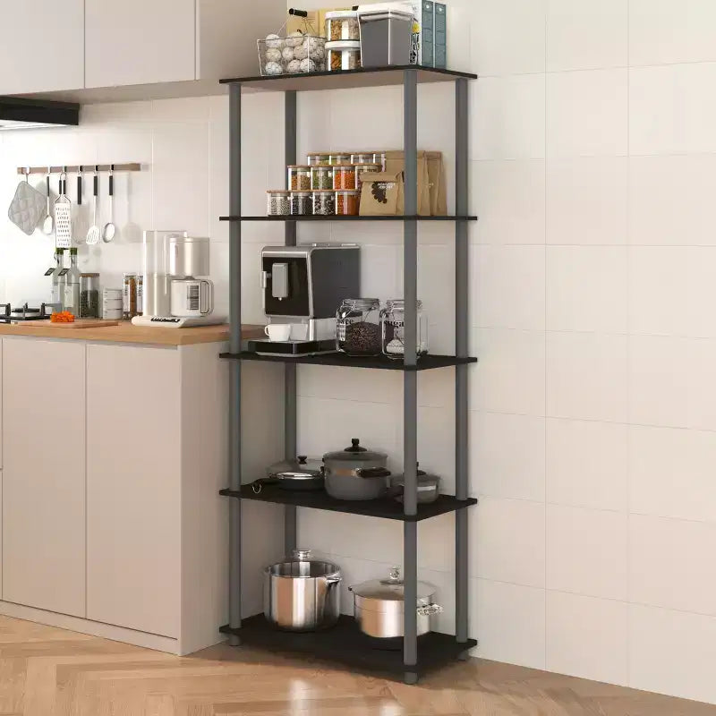 HOMLUX Bibliothèque décorative haute à 5 niveaux, étagère de rangement ouverte, étagères de présentation polyvalentes pour salon et bureau à domicile