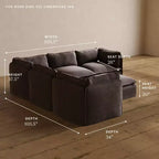 Canapé d'angle modulable et lavable 5 places Anabei + Ottomane | Assise Memorix+ & Oreiller Contour