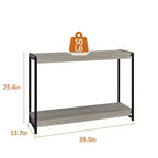 Console de ferme 40 po avec 2 tablettes, table de canapé et d'entrée à lattes grises