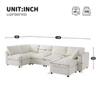 Whisen Canapé modulable 129 places en forme de U, en chenille, avec ottoman, canapé-lit convertible, mousse haute densité