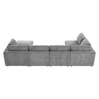 Whisen Canapé modulable 129 places en forme de U, en chenille, avec ottoman, canapé-lit convertible, mousse haute densité
