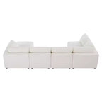 Whisen Canapé modulable 129 places en forme de U, en chenille, avec ottoman, canapé-lit convertible, mousse haute densité
