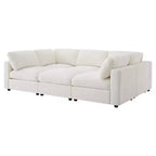 Whisen Canapé modulable 129 places en forme de U, en chenille, avec ottoman, canapé-lit convertible, mousse haute densité