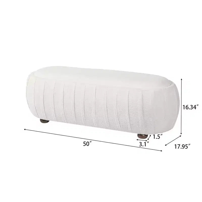 Christopher Knight Home Jyoti Pouf moderne en bois rembourré en bouclette de forme ovale