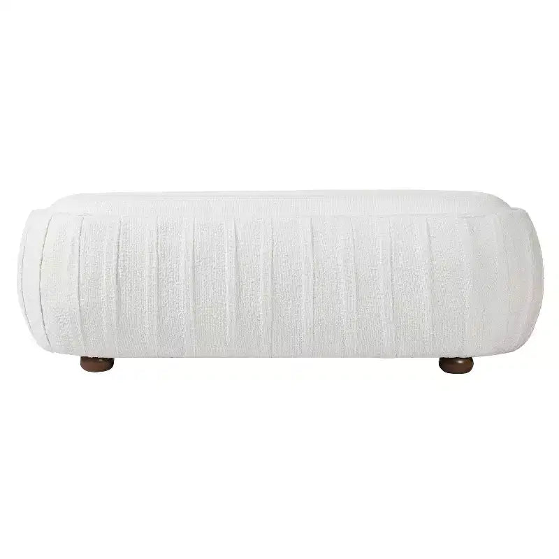 Christopher Knight Home Jyoti Pouf moderne en bois rembourré en bouclette de forme ovale