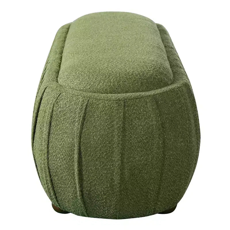 Christopher Knight Home Jyoti Pouf moderne en bois rembourré en bouclette de forme ovale