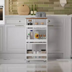 Chariot de Rangement Roulant FurnitureR, Chariots de Service sur Roues, Chariot de Cuisine à 4 Niveaux avec Poignée, Chariot de Rangement Étroit de 20 cm de Large pour Salle de Bain et Buanderie