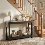 Besiost Table Console de 119 cm avec étagère de rangement, Table d'entrée étroite derrière le canapé