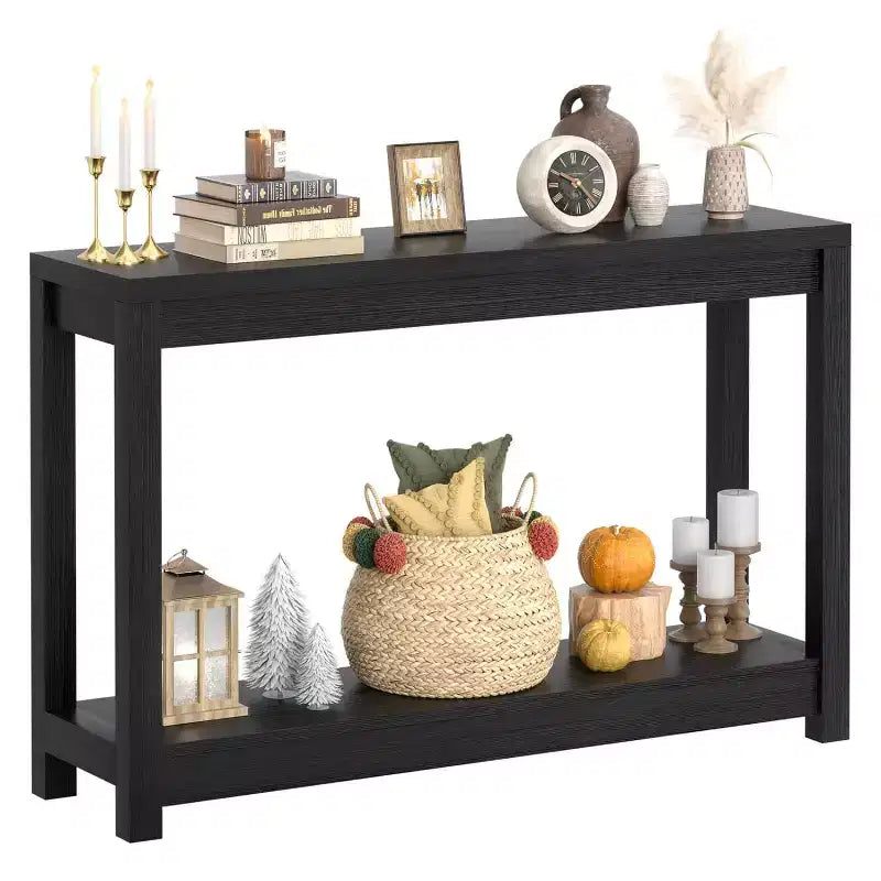 Besiost Table Console de 119 cm avec étagère de rangement, Table d'entrée étroite derrière le canapé