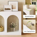 Lantine Console étroite moderne blanche de 180 cm pour entrée, salon, couloir, derrière un canapé, foyer, porte d'entrée.