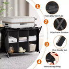 Porte-bagages Narwey pour chambre d'amis, support de valise pliable avec étagère de rangement en tissu à 6 cubes, porte-bagages, support de bagages pliable en acier