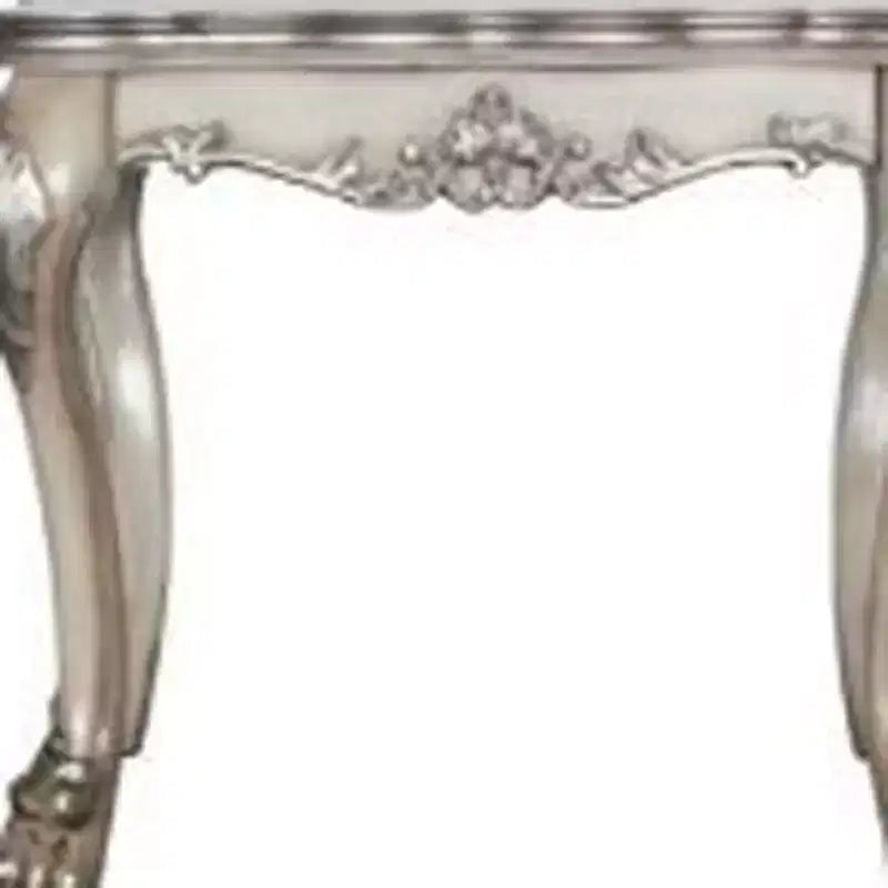 Table d'appoint carrée HomeRoots 24 Vintage Bone White en bois massif et polyrésine