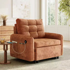 Fauteuil d'appoint moderne avec chaise longue gigogne, fauteuil-lit 3-en-1, lit de canapé simple pour salon, appartement ou bureau-Panipeachy