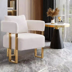 Lot de 2 fauteuils d'appoint modernes Zeus et Ruta avec revêtement en molleton doux et pieds en métal doré