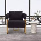 Lot de 2 fauteuils d'appoint modernes Zeus et Ruta avec revêtement en molleton doux et pieds en métal doré