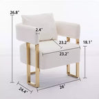 Lot de 2 fauteuils d'appoint modernes Zeus et Ruta avec revêtement en molleton doux et pieds en métal doré