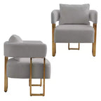 Lot de 2 fauteuils d'appoint modernes Zeus et Ruta avec revêtement en molleton doux et pieds en métal doré