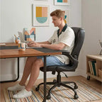 Chaise de bureau ergonomique Pinmoco avec coussin double couche, chaise de jeu avec roulettes et accoudoirs relevables, cuir PU