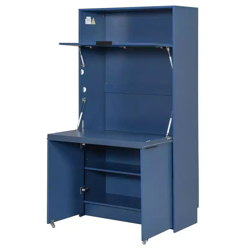 GDFStudio Miguel Garde-manger de cuisine polyvalent avec huche, poste de travail pliable et prise de courant