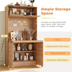 GDFStudio Miguel Garde-manger de cuisine polyvalent avec huche, poste de travail pliable et prise de courant