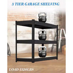 Étagères de garage robustes, étagères de rangement réglables à 3 niveaux, charge de 600 kg, étagères de rangement pour garage, étagère utilitaire en métal